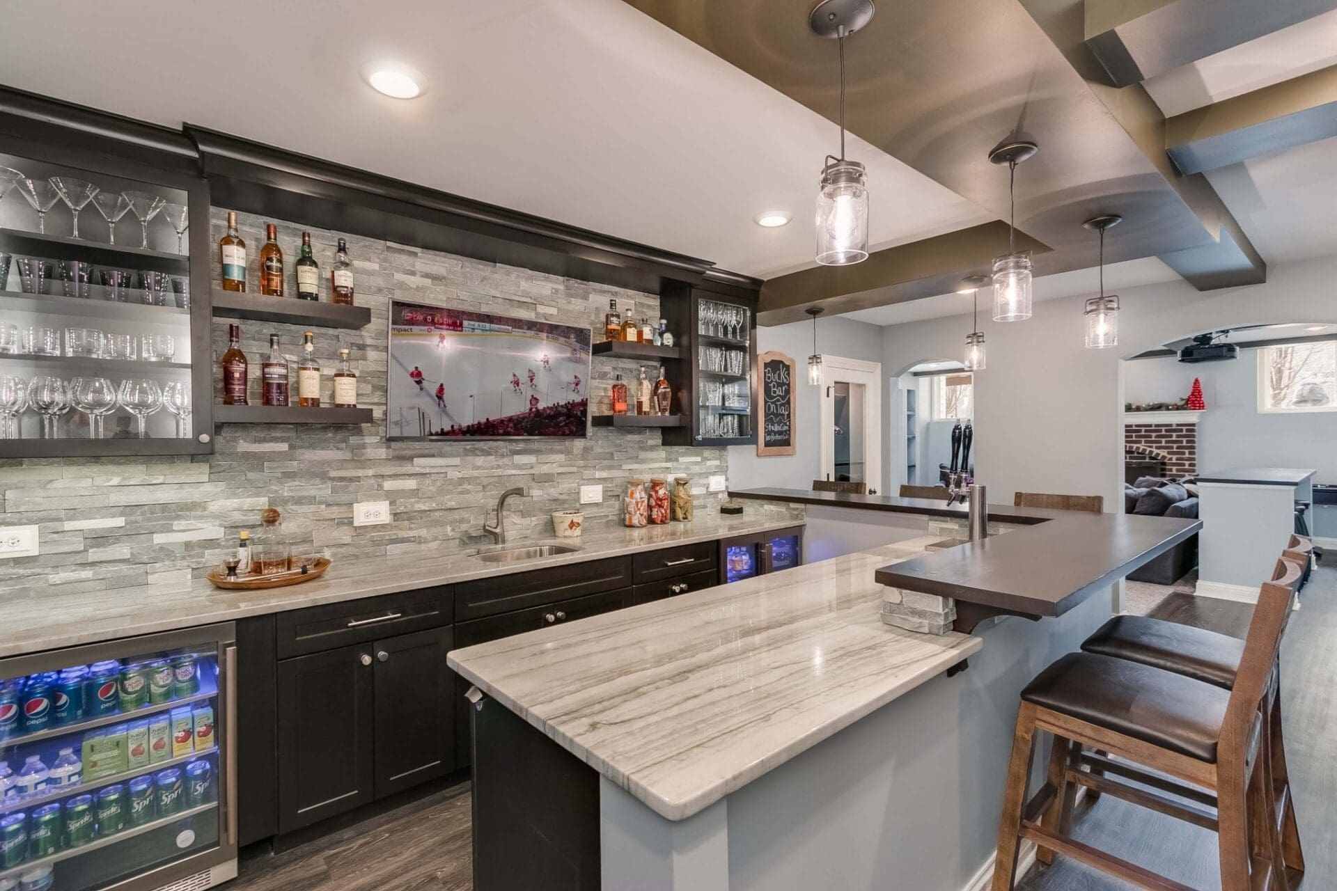 basement remodel with wet bar | fbc remodel