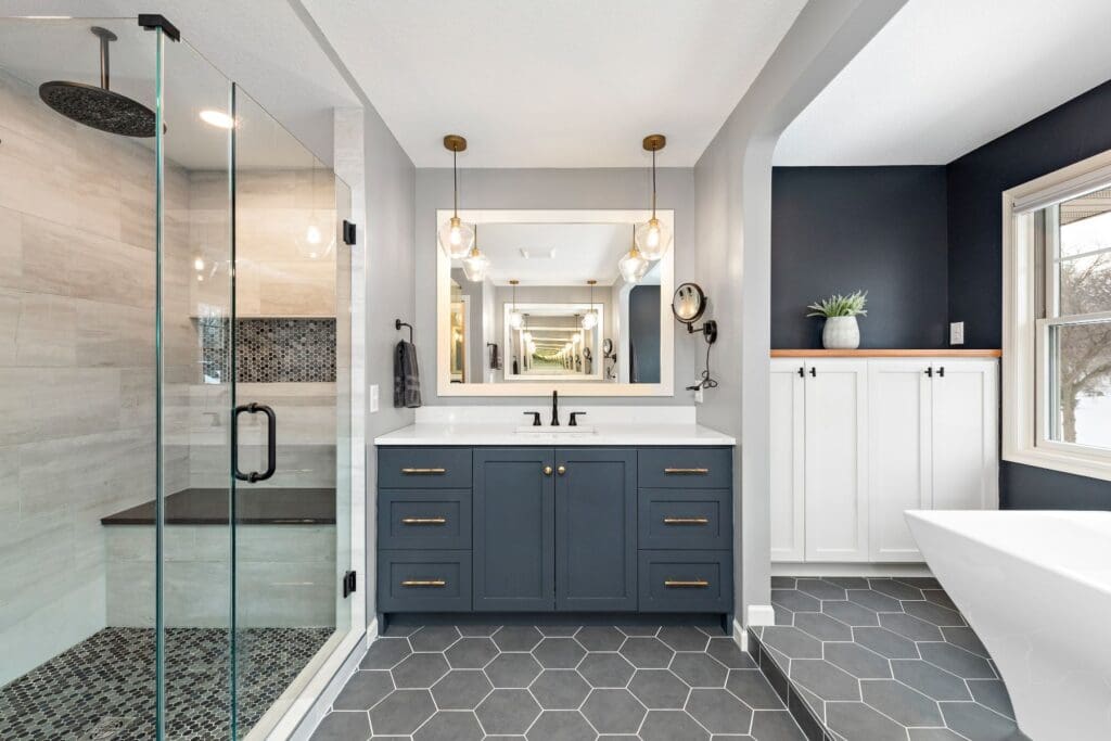 Modern Primary Bathroom Remodel | Shower, Vanity, Bathtub | FBC Remodel | find space in your home