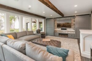 basement remodel | home theater with sliding barn doors | fbc remodel
