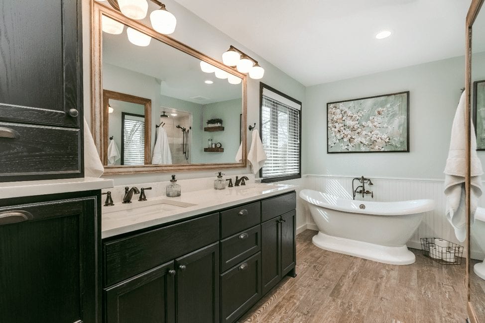 bathroom remodel with standalone tub