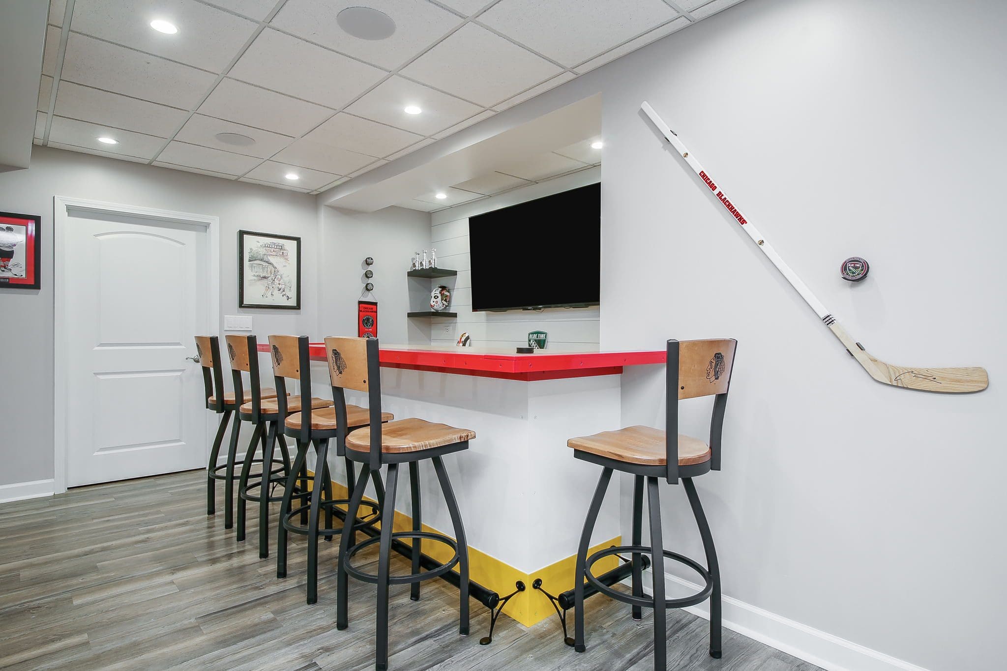 Eclectic Basement Remodel | Wet Bar | Hockey | Seating Area | FBC Remodel