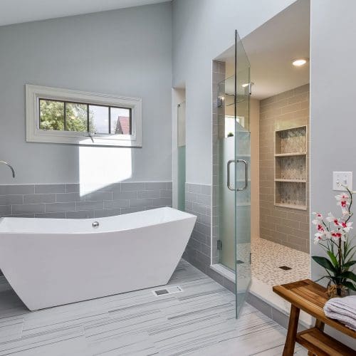 bathroom renovation with large tub